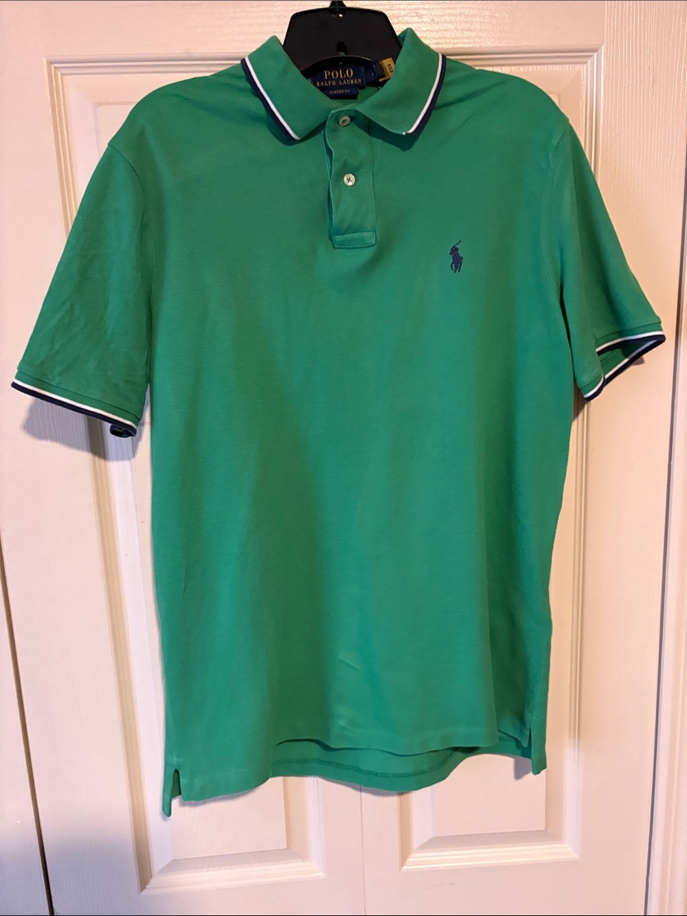 Polo by Ralph Lauren Green Short-Sleeve Polo with Navy Trim